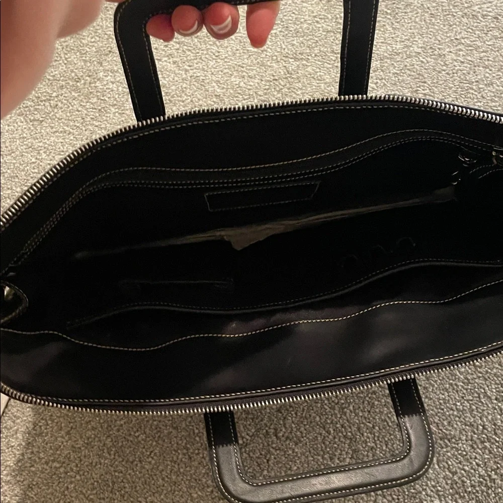 Coach Black Leather Men's thin Briefcase with Top Handles new with out tags
